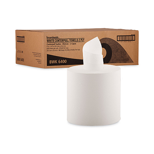 Boardwalk&reg; Center-Pull Paper Hand Towels, 2-Ply, 500-ft., 6 Rolls (BWK6400)