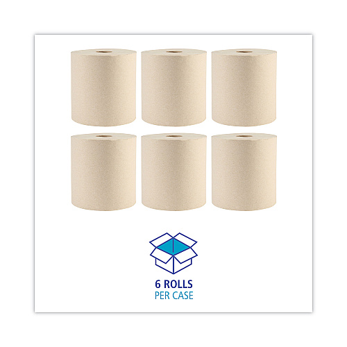Boardwalk Green Xtra Roll Towels, 1-Ply, 8" x 800 ft, Natural, 6 Rolls/Carton (BWK32GREEN)