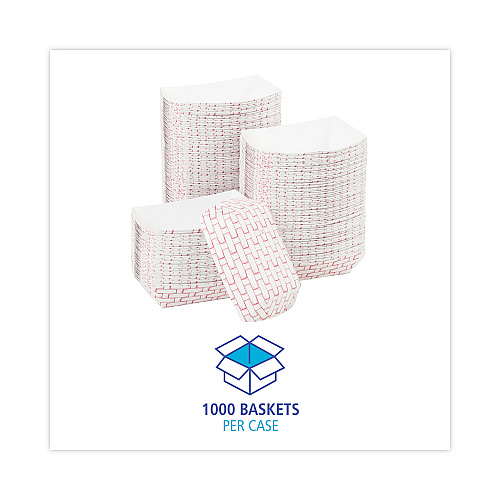 Boardwalk&reg; Paper Food Baskets, 4 oz., Capacity, Red/White, 1000/CT (BWK30LAG025)