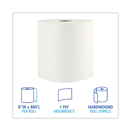 Boardwalk Xtra Roll Towels, 1-Ply, 8" x 800 ft, White, 6 Rolls/Carton (BWK35XTRA)