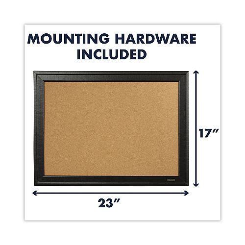 Quartet Cork Bulletin Board with Black Frame, 23 x 17, Tan Surface (79281)