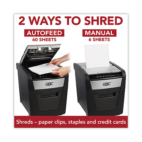 GBC AutoFeed+ 60X Super Cross-Cut Home Shredder, 60 Auto/6 Manual Sheet Capacity (WSM1757601)