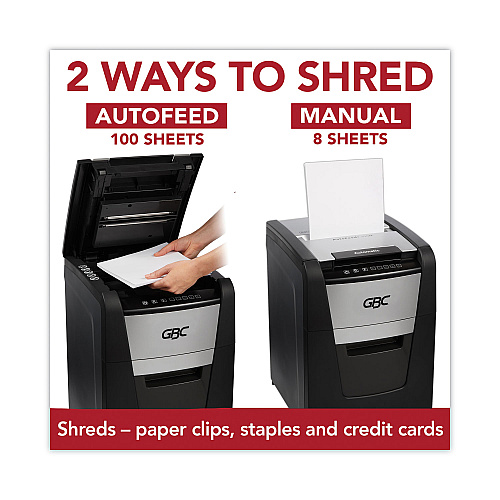 GBC AutoFeed+ 100X Super Cross-Cut Home Office Shredder, 100 Auto/8 Manual Sheet Capacity (WSM1757602)