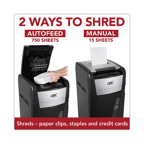 GBC AutoFeed+ 750M Micro-Cut Large Office Shredder, 750 Auto/15 Manual Sheet Capacity (WSM1757613)