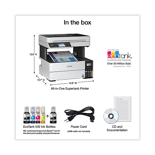 Epson EcoTank Pro ET-5170 All-in-One Supertank Printer, Copy/Fax/Print/Scan (C11CJ88201)