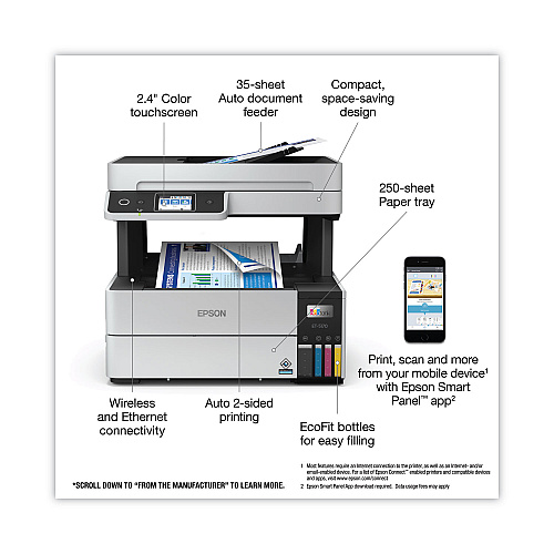 Epson EcoTank Pro ET-5170 All-in-One Supertank Printer, Copy/Fax/Print/Scan (C11CJ88201)