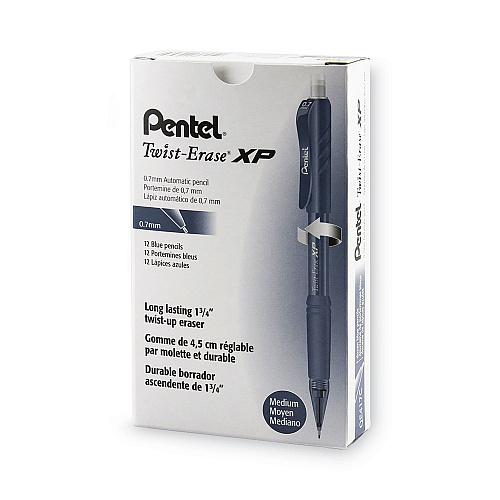 Pentel Twist-Erase EXPRESS Mechanical Pencil, 0.7 mm, HB (#2), Black Lead, Blue Barrel, Dozen (QE417C)