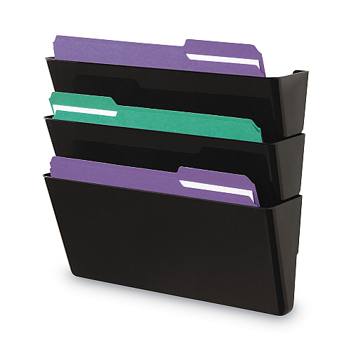 Universal Wall File Pockets, 3 Sections, Letter Size,13" x 4.13" x 14.5", Black, 3/Pack (UNV08121)