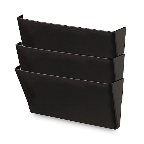 Universal Wall File Pockets, 3 Sections, Letter Size,13" x 4.13" x 14.5", Black, 3/Pack (UNV08121)