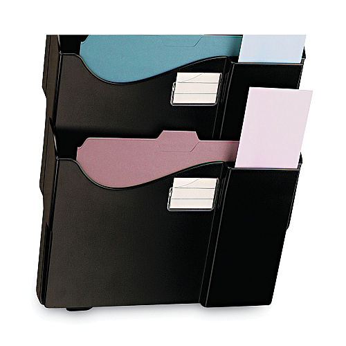 Universal Grande Central Filing System, 4 Sections, Legal/Letter Size, Wall Mount, 16.63" x 4.75" x 27.5", Black, 4/Pack (UNV08137)