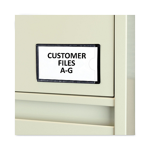 C-Line Slap-Stick Magnetic Label Holders, Side Load, 4.25 x 2.5, Black, 10/Pack (87700)