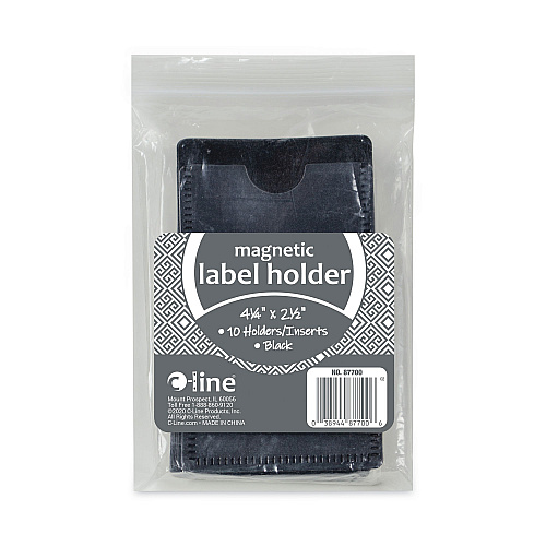 C-Line Slap-Stick Magnetic Label Holders, Side Load, 4.25 x 2.5, Black, 10/Pack (87700)