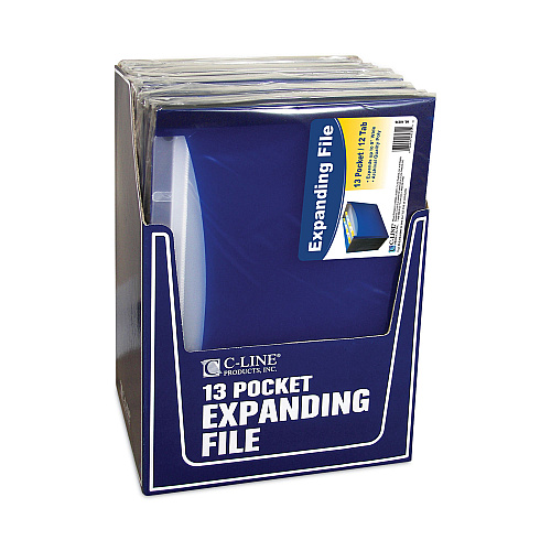 C-Line 13-Pocket Expanding File, 9.25" Expansion, 13 Sections, 1/6-Cut Tabs, Letter Size, Blue (48235)