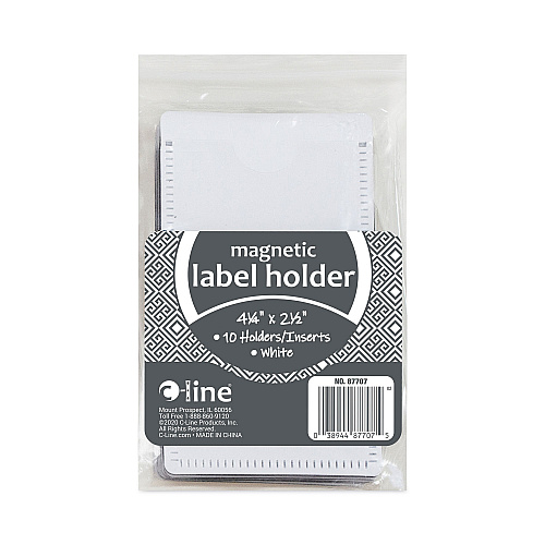 C-Line Slap-Stick Magnetic Label Holders, Side Load, 4.25 x 2.5, White, 10/Pack (87707)