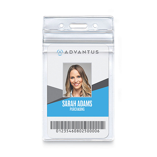 Advantus Resealable ID Badge Holders, Vertical Orientation, Transparent Frost 2.68" x 5" Holder, 2.38" x 3.75" Insert, 50/Pack (75524)
