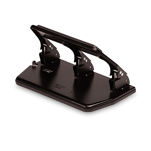 Master 30-Sheet Heavy-Duty Three-Hole Punch with Gel Padded Handle, 9/32" Holes, Black 3 Punch Head(s) - 30 Sheet of 20lb Paper - 9/32" Punch Size - Round Shape - Steel - 10.5" Width x 6" Depth x 3" Height - Black (MP40)