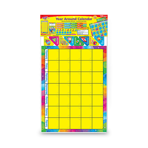 TREND Year Around Calendar Bulletin Board Set, 12-Month Calendar, 22" x 17", Assorted Colors, 106/Set (T8096)