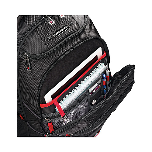 Samsonite Tectonic PFT Backpack, Fits Devices Up to 17", Ballistic Nylon, 13 x 9 x 19, Black/Red (515311073)
