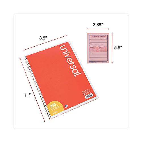 Universal Wirebound Message Books, Two-Part Carbonless, 5.5 x 3.88, 4 Forms/Sheet, 200 Forms Total (UNV48005)