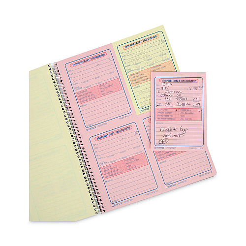 Universal Wirebound Message Books, Two-Part Carbonless, 5.5 x 3.88, 4 Forms/Sheet, 200 Forms Total (UNV48005)