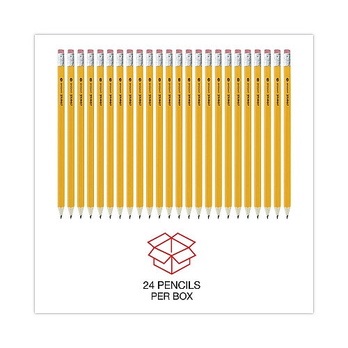 Universal #2 Pre-Sharpened Woodcase Pencil, HB (#2), Black Lead, Yellow Barrel, 24/Pack (UNV55401)