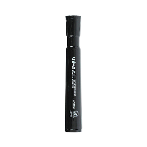 Universal Chisel Tip Permanent Marker, Broad Chisel Tip, Black, Dozen (UNV07051)