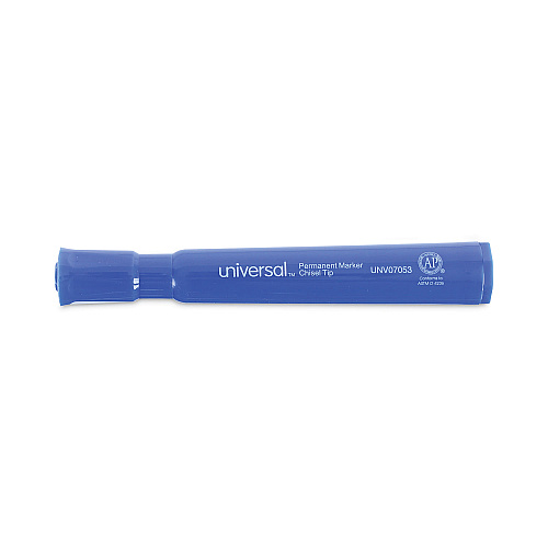 Universal Chisel Tip Permanent Marker, Broad Chisel Tip, Blue, Dozen (UNV07053)