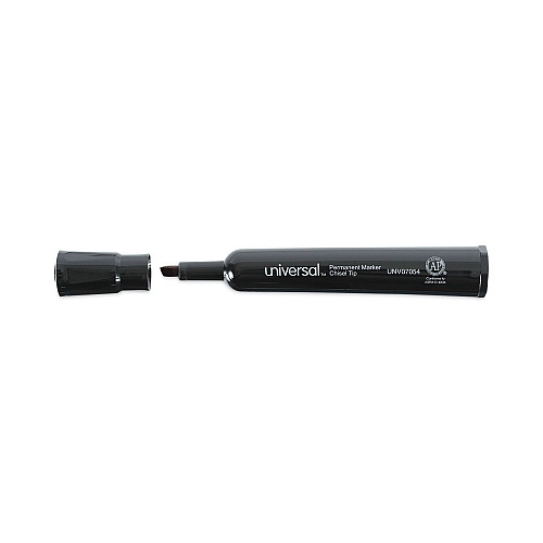 Universal Chisel Tip Permanent Marker Value Pack, Broad Chisel Tip, Black, 60/Pack (UNV07054)