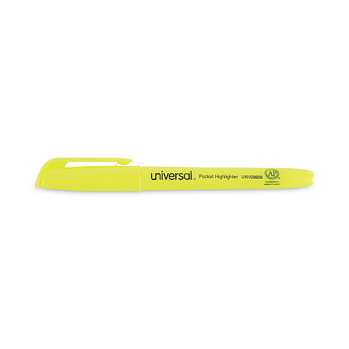 Universal Pocket Highlighter Value Pack, Fluorescent Yellow Ink, Chisel Tip, Yellow Barrel, 36/Pack (UNV08856)