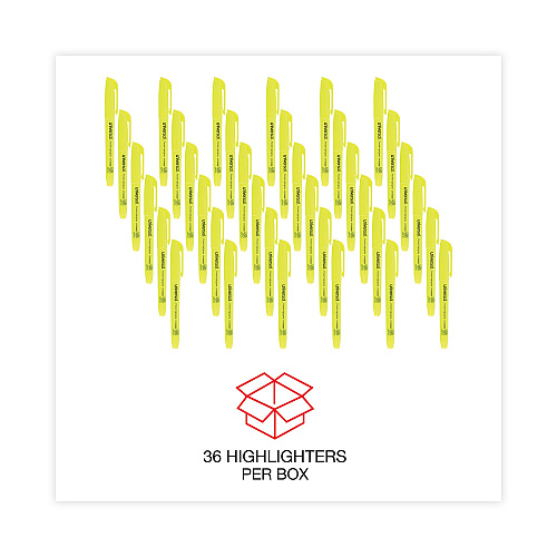 Universal Pocket Highlighter Value Pack, Fluorescent Yellow Ink, Chisel Tip, Yellow Barrel, 36/Pack (UNV08856)