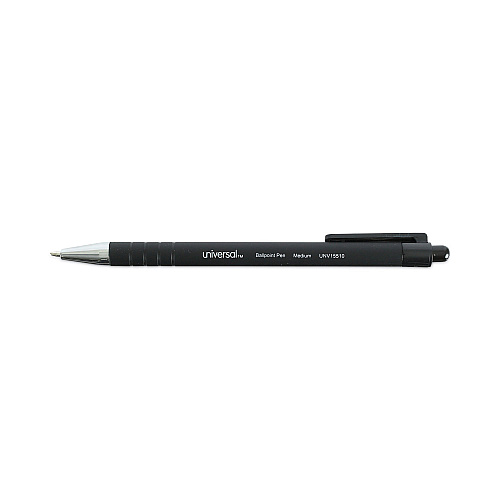 Universal Ballpoint Pen, Retractable, Medium 1 mm, Black Ink, Black Barrel, Dozen (UNV15510)