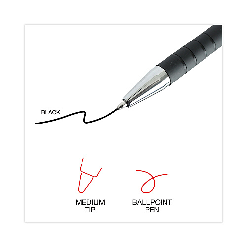 Universal Ballpoint Pen, Retractable, Medium 1 mm, Black Ink, Black Barrel, Dozen (UNV15510)