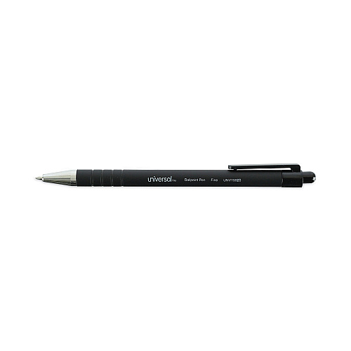 Universal Ballpoint Pen, Retractable, Fine 0.7 mm, Black Ink, Black Barrel, Dozen (UNV15520)