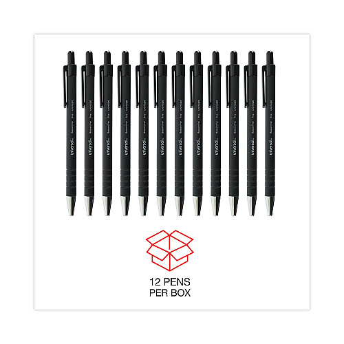 Universal Ballpoint Pen, Retractable, Fine 0.7 mm, Black Ink, Black Barrel, Dozen (UNV15520)