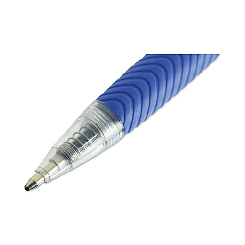Universal Comfort Grip Ballpoint Pen, Retractable, Medium 1 mm, Blue Ink, Clear/Blue Barrel, Dozen (UNV15531)