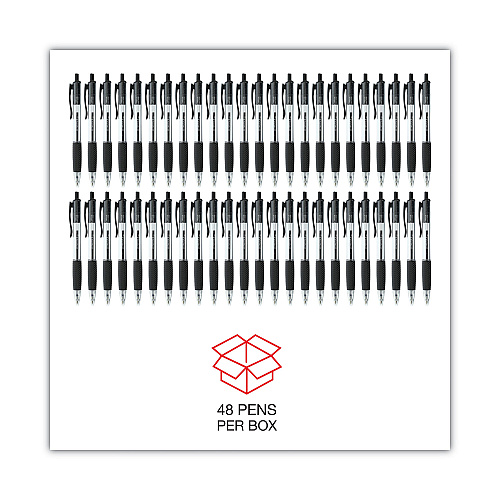Universal Comfort Grip Ballpoint Pen, Retractable, Medium 1 mm, Black Ink, Clear/Black Barrel, 48/Pack (UNV15533)