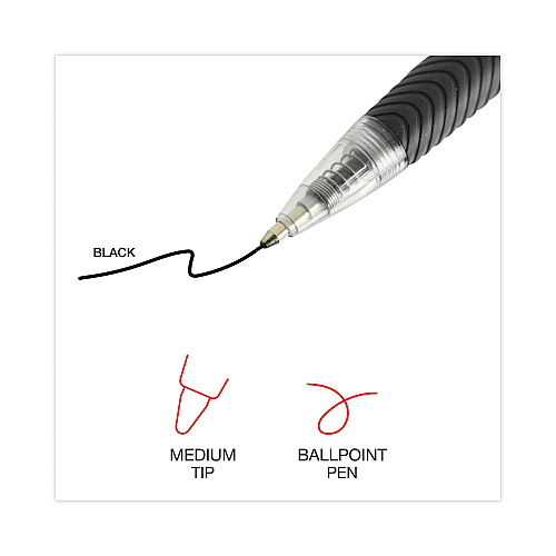 Universal Comfort Grip Ballpoint Pen, Retractable, Medium 1 mm, Black Ink, Clear/Black Barrel, 48/Pack (UNV15533)