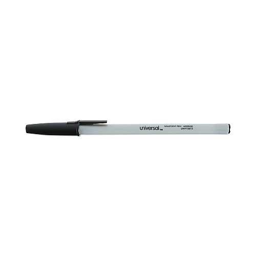 Universal Ballpoint Pen Value Pack, Stick, Medium 1 mm, Black Ink, Gray/Black Barrel, 60/Pack (UNV15613)