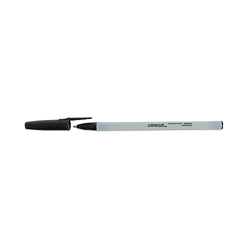 Universal Ballpoint Pen Value Pack, Stick, Medium 1 mm, Black Ink, Gray/Black Barrel, 60/Pack (UNV15613)