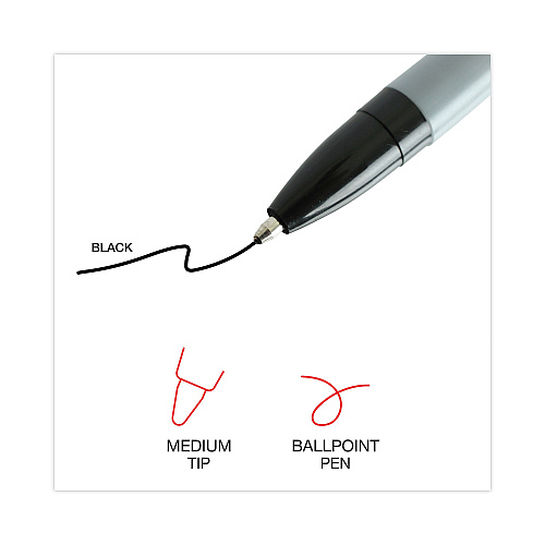Universal Ballpoint Pen Value Pack, Stick, Medium 1 mm, Black Ink, Gray/Black Barrel, 60/Pack (UNV15613)