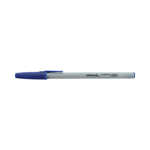 Universal Ballpoint Pen Value Pack, Stick, Medium 1 mm, Blue Ink, Gray/Blue Barrel, 60/Pack (UNV15614)