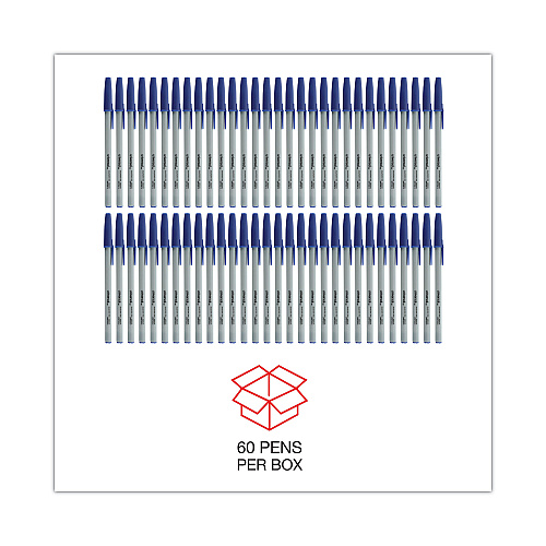 Universal Ballpoint Pen Value Pack, Stick, Medium 1 mm, Blue Ink, Gray/Blue Barrel, 60/Pack (UNV15614)