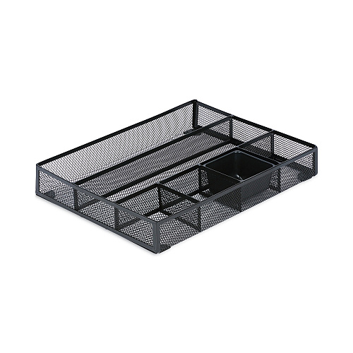 Universal Metal Mesh Drawer Organizer, Six Compartments, 15 x 11.88 x 2.5, Black (UNV20021)