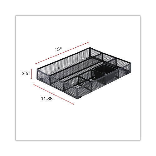 Universal Metal Mesh Drawer Organizer, Six Compartments, 15 x 11.88 x 2.5, Black (UNV20021)