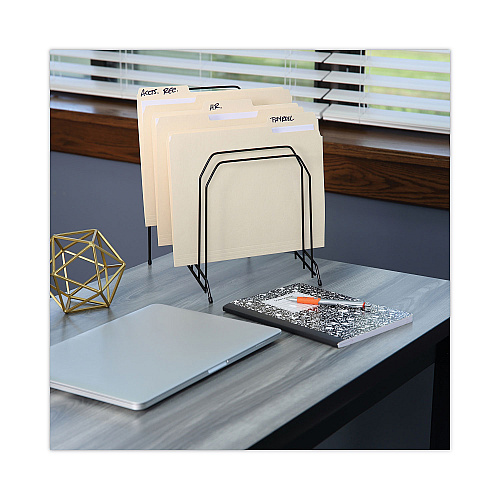 Universal Wire Tiered File Sorter, 8 Sections, Letter to Legal Size Files, 8" x 10.5" x 12.5", Black (UNV20070)