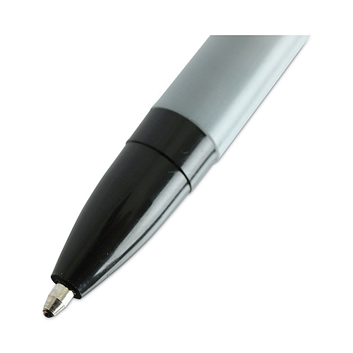 Universal Ballpoint Pen, Stick, Medium 1 mm, Black Ink, Gray/Black Barrel, Dozen (UNV27410)