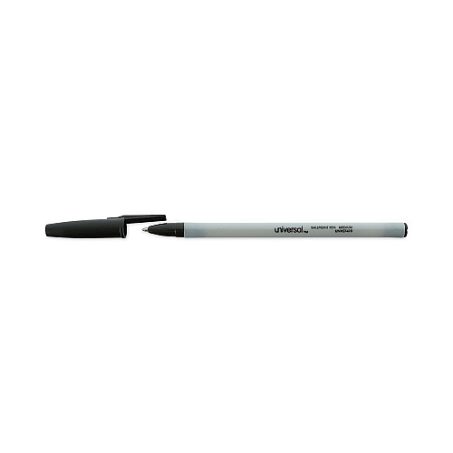 Universal Ballpoint Pen, Stick, Medium 1 mm, Black Ink, Gray/Black Barrel, Dozen (UNV27410)