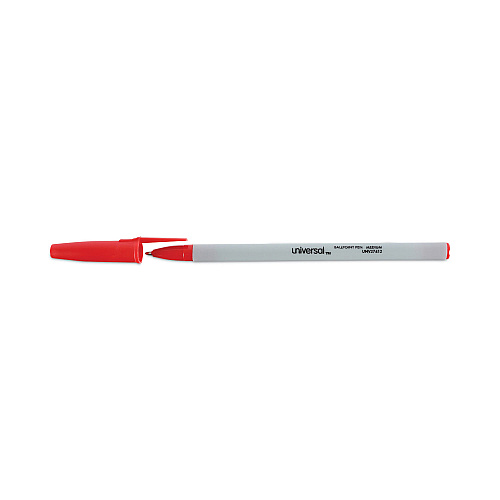 Universal Ballpoint Pen, Stick, Medium 1 mm, Red Ink, Gray/Red Barrel, Dozen (UNV27412)