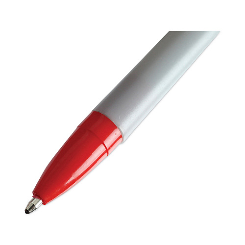 Universal Ballpoint Pen, Stick, Medium 1 mm, Red Ink, Gray/Red Barrel, Dozen (UNV27412)