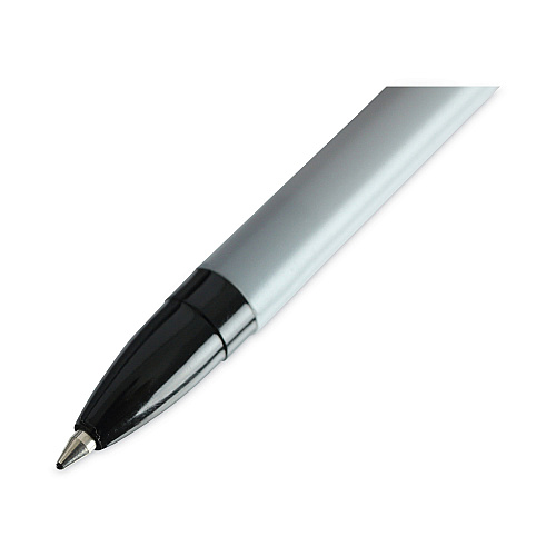 Universal Ballpoint Pen, Stick, Fine 0.7 mm, Black Ink, Gray/Black Barrel, Dozen (UNV27420)